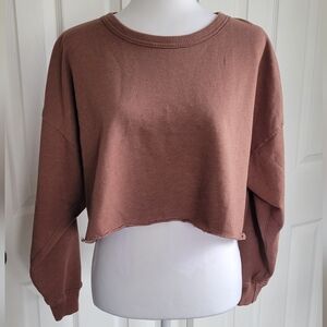 American Eagle Outfitters Long Sleeve Cropped Sweatshirt Mauve/Clay Women's XXS